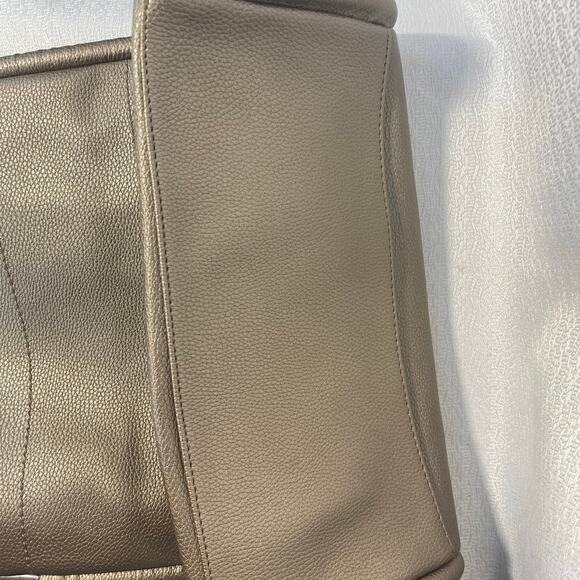 Neiman Marcus Pewter/Silver Faux Leather Shopping Tote Hand Bag NWOT - Picture 5 of 6